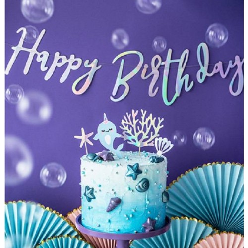 Guirnalda "Happy Birthday" iridiscente (1 ud)