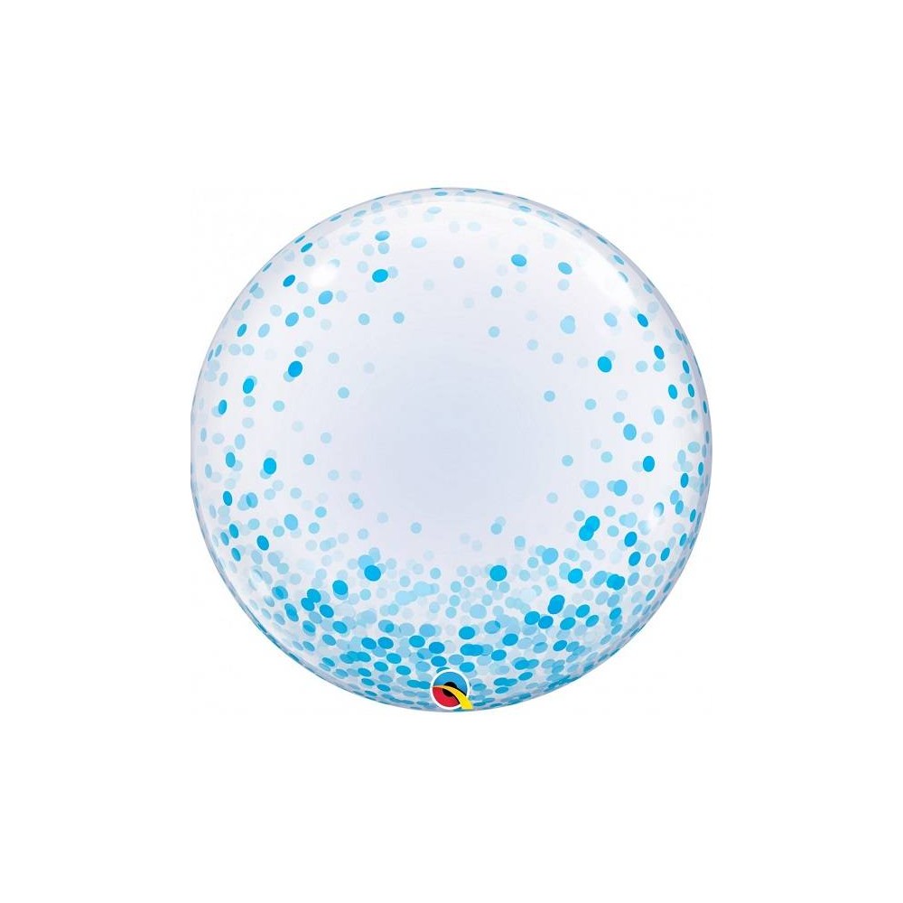 Globo Bubble Burbuja confeti azul 60 cm (1 ud)
