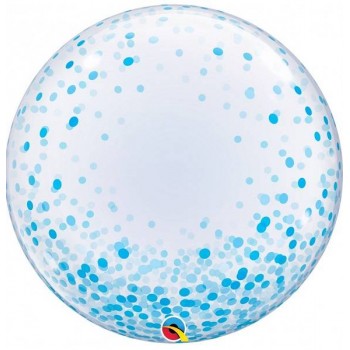 Globo Bubble Burbuja confeti azul 60 cm (1 ud)
