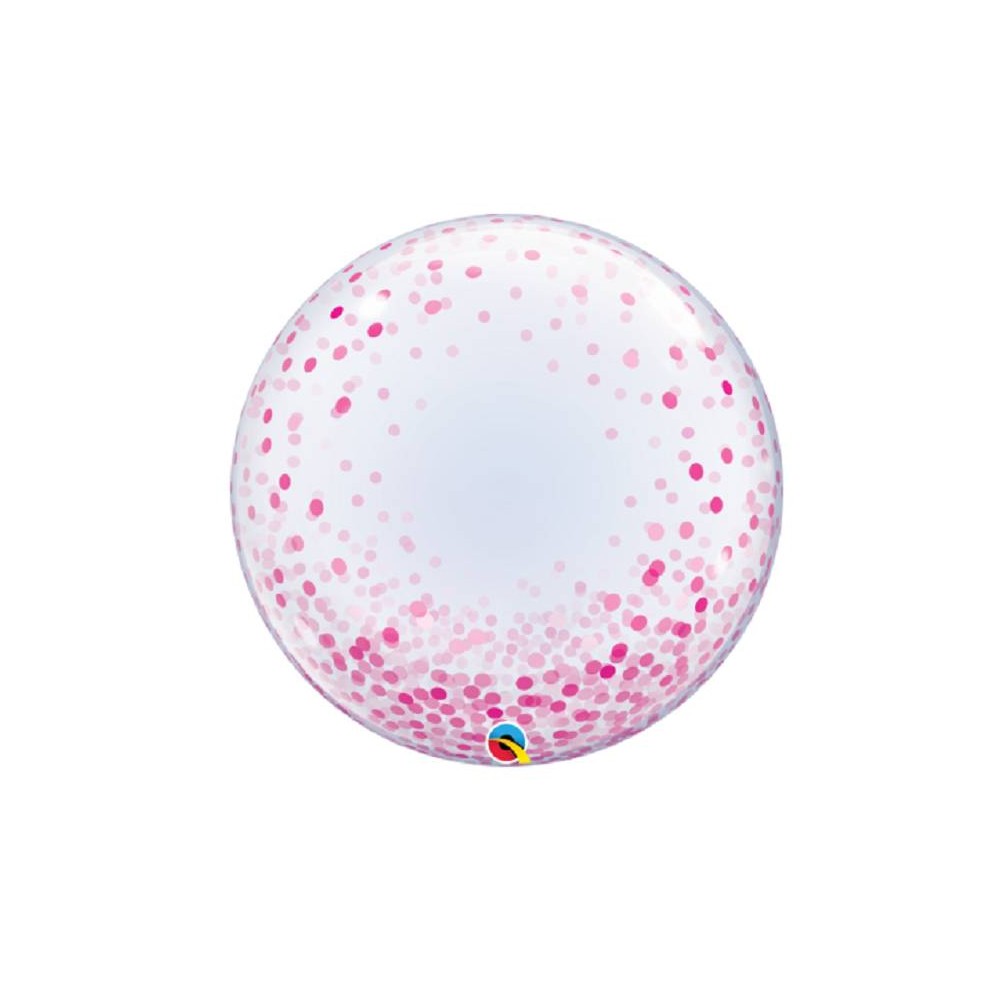 Globo Bubble Burbuja confeti rosa 60 cm (1 ud)