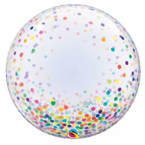 Globo Bubble Burbuja confeti multicolor 60 cm (1 ud)