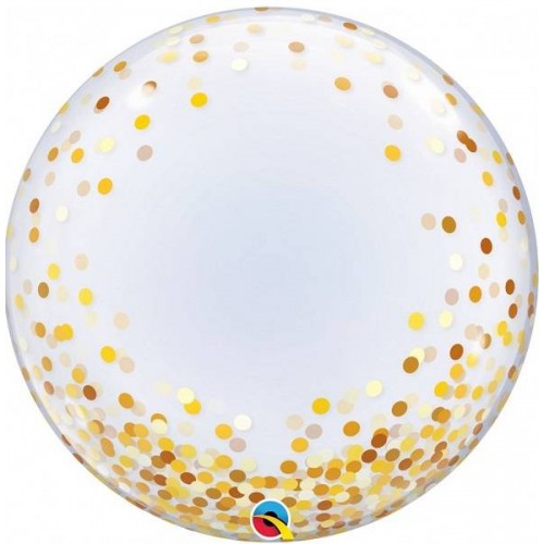 Globo Bubble Burbuja confeti oro 60 cm (1 ud)