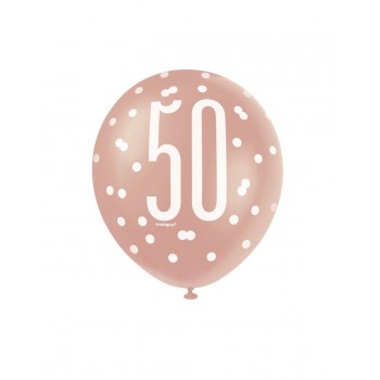 Globos "50 años" Rose Gold (6 uds)