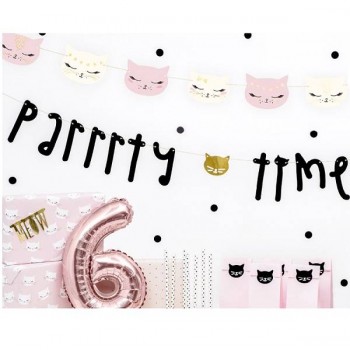 Banner "Party time" Gatitos (1 ud)