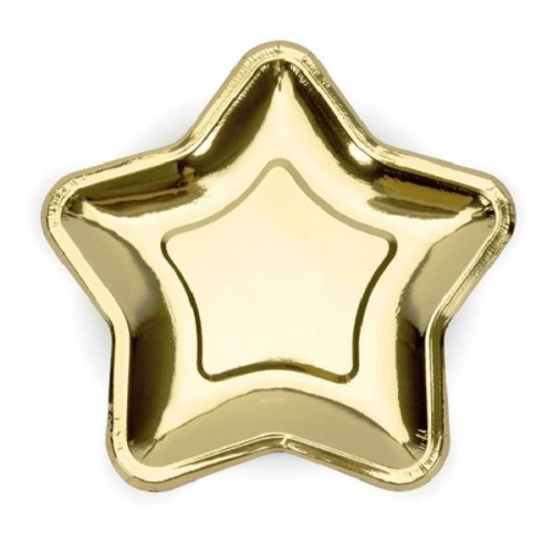 Platos forma estrella oro (6 uds)