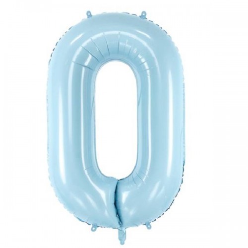 Balão Número "0" Azul Claro - 86 cm  (1 ud)