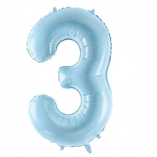 Balão Número "3" Azul claro - 86 cm  (1 ud)