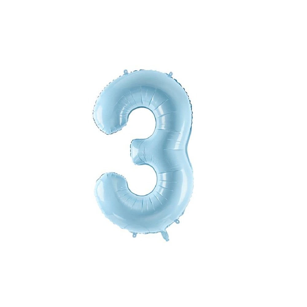 Balão Número "3" Azul claro - 86 cm  (1 ud)