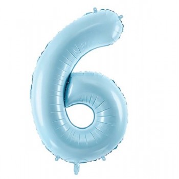 Globo número "6" Azul claro - 86 cm  (1 ud)