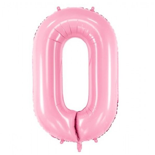 Balão Número "0" Rosa Claro- 86 cm  (1 ud)