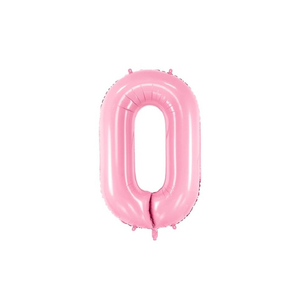 Balão Número "0" Rosa Claro- 86 cm  (1 ud)