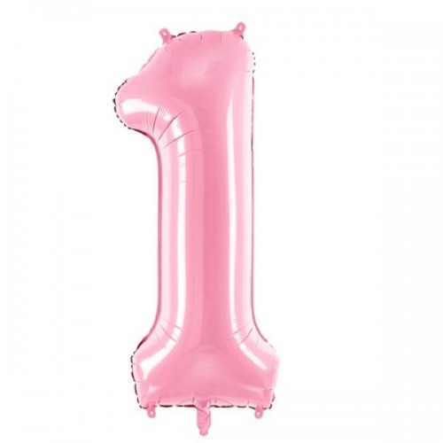 Balão Número "1" Rosa Claro- 86 cm  (1 ud)