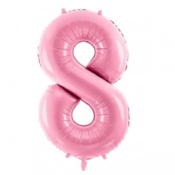 Balão Número "8" Rosa Claro- 86 cm  (1 ud)