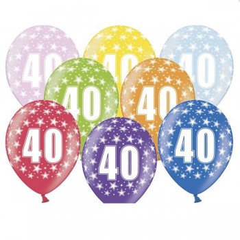 Balões Nº 40 con estrelas (6 uds)
