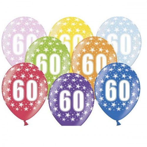 Balões Nº 60 con estrelas (6 uds)