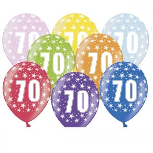 Balões Nº 70 con estrelas (6 uds)