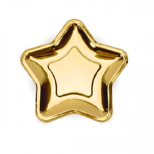 Pratos Forma Estrelas Ouro (6 uds)