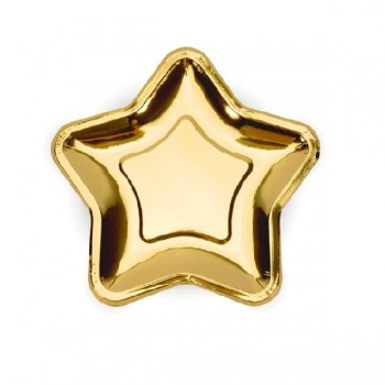 Platos forma estrella oro pequeño (6 uds)