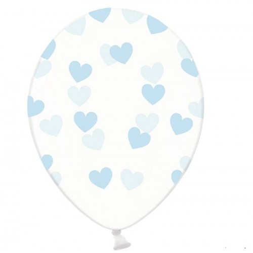 Balões Cristla Corações azul claro (6 uds)