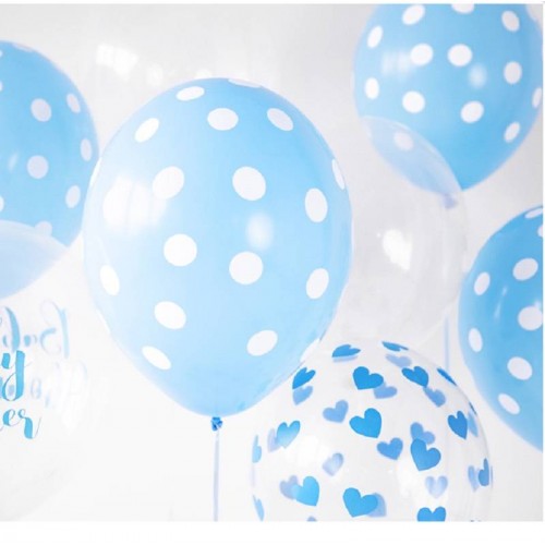 Balões Cristla Corações azul claro (6 uds)