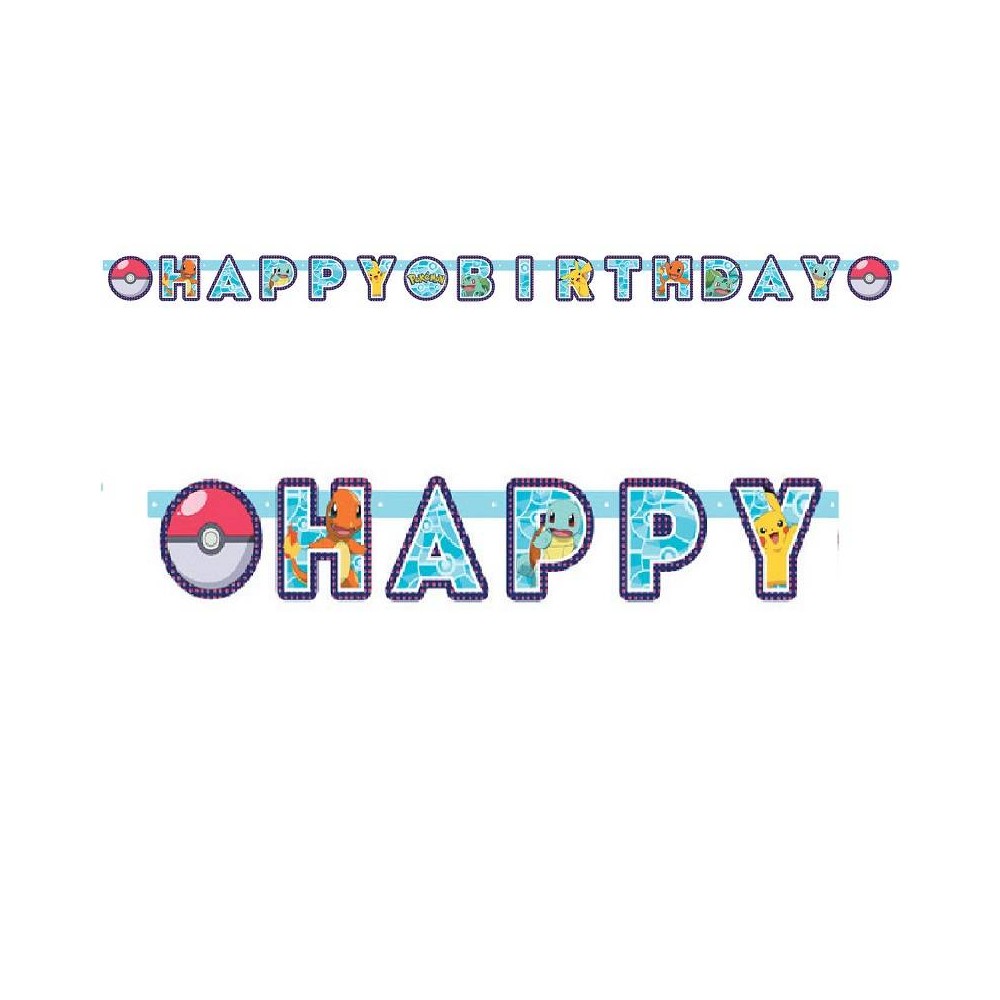 Banner Pokemon "Happy Birthday" (1 ud)