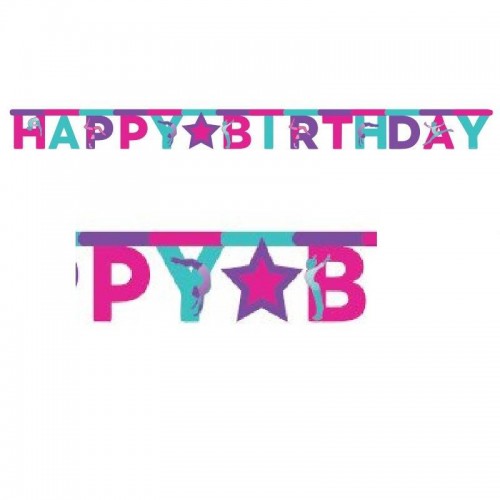 Banner do tema Ginástica com texto "Happy Birthday" (1 ud)