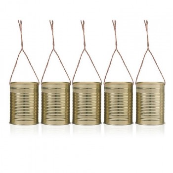 latas decorativas douradas listradas com fio de juta (5 uds)