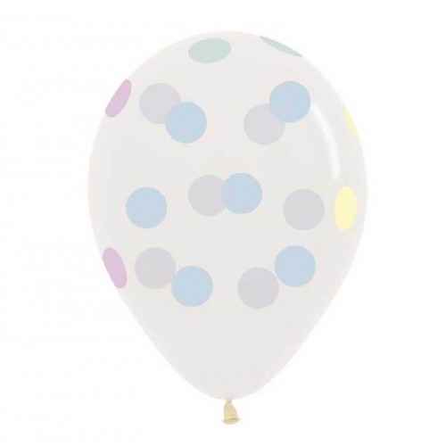 Balões Transparentes Bolinhas coloridas tons pastel (12 uds)