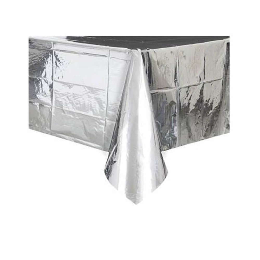 Mantel plástico plata foil ( 1 Ud)