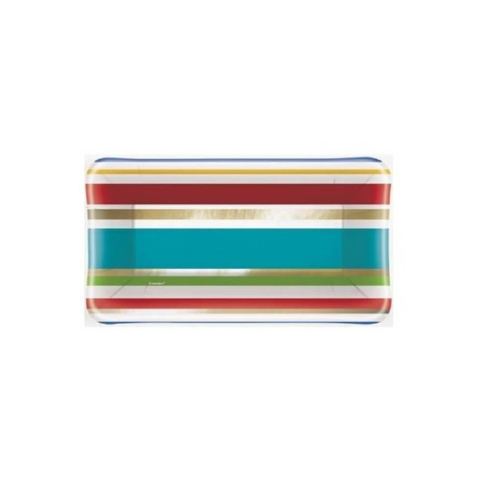 Bandeja de cartón rayas multicolor (8 uds)