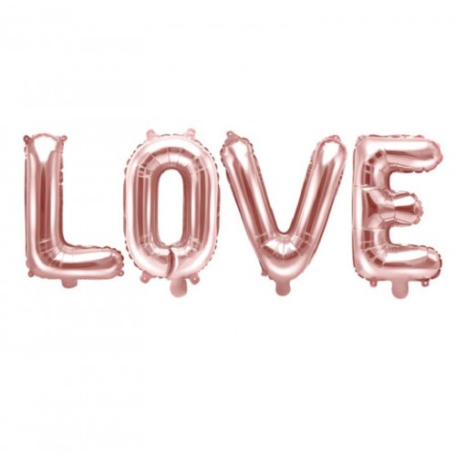 Globo foil "LOVE" rosa dorado (1 ud)