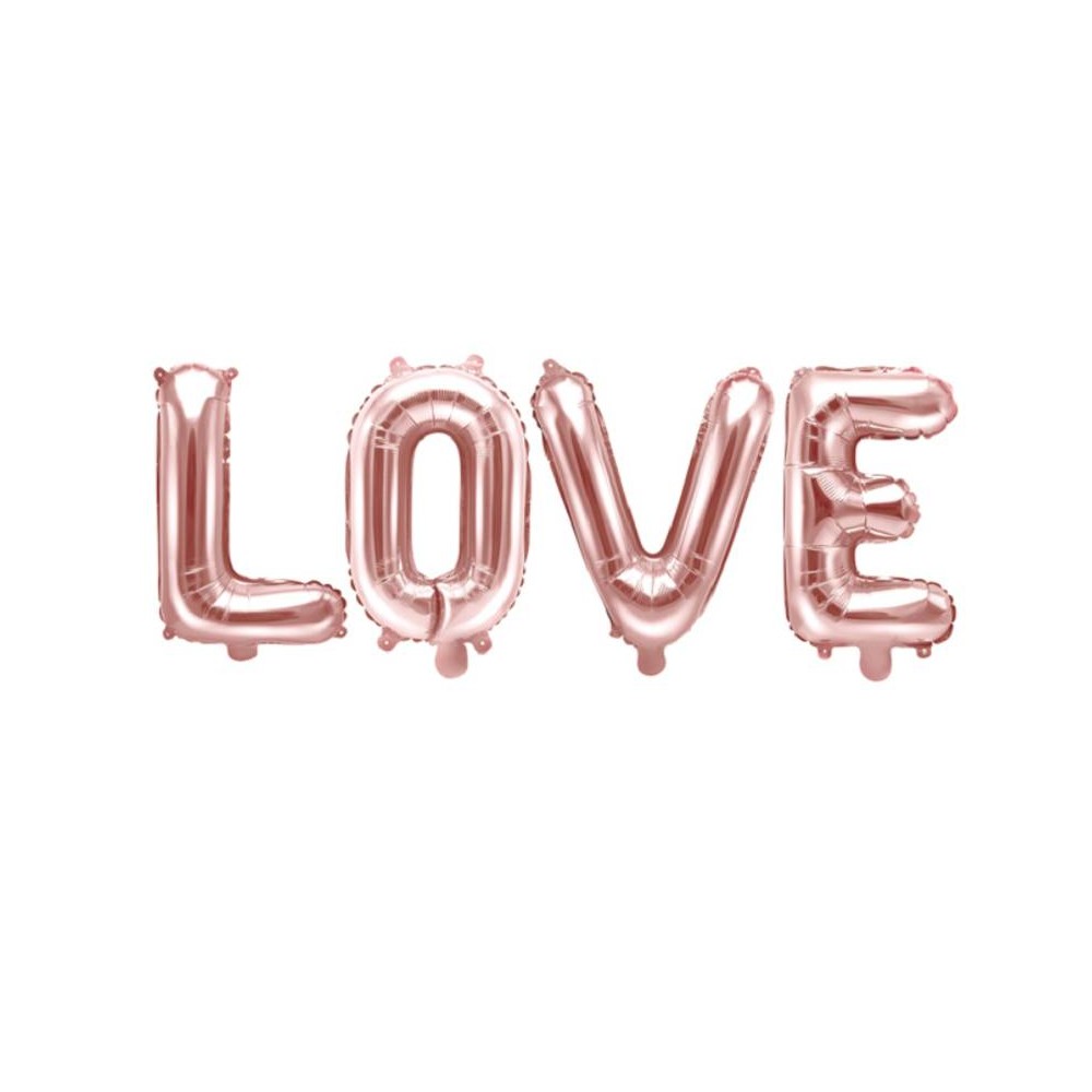 Globo foil "LOVE" rosa dorado (1 ud)