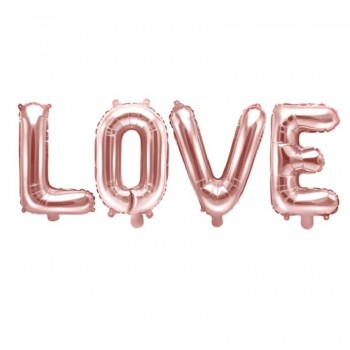 Balão foil "LOVE" rosa dourado (1 ud)