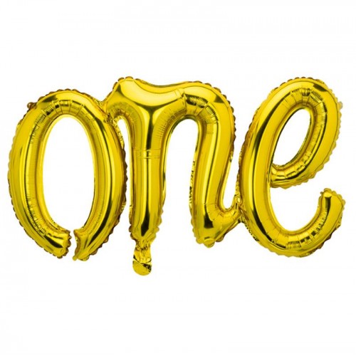 Balão foil "one" dourado (1 ud)