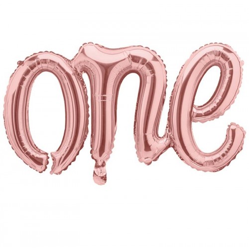 Balão foil "one" rosa dourado (1 ud)
