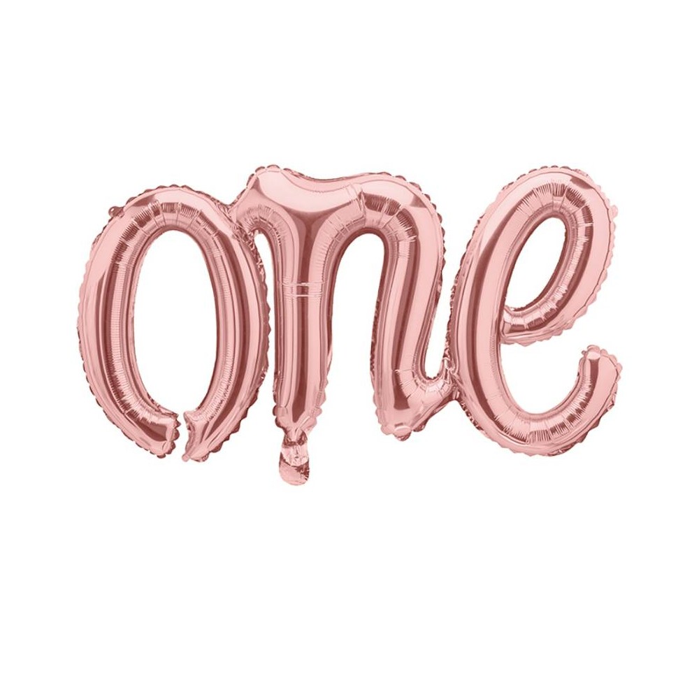 Balão foil "one" rosa dourado (1 ud)