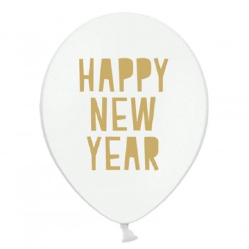 Balões Latex Happy New Year brancos (6 uds)