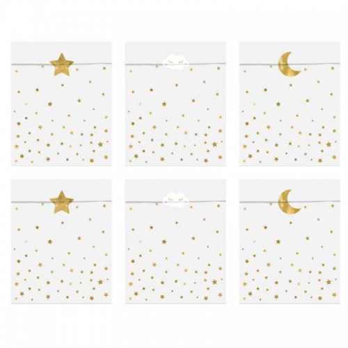 Sacos de papel estrelas douradas  (6 uds)