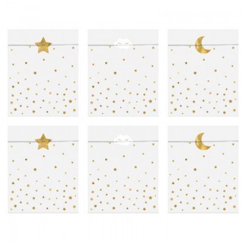 Sacos de papel estrelas douradas  (6 uds)