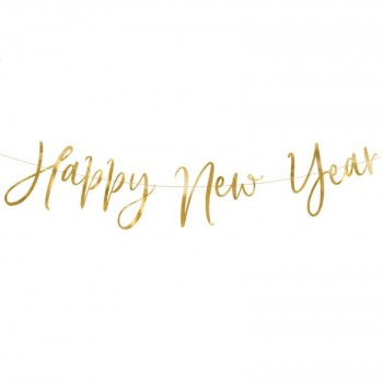 Guirnalda "Happy New Year" oro cursiva (1 ud)