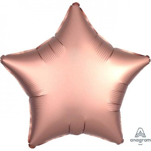 Balão estrela rosa dourado satinado (1 ud)