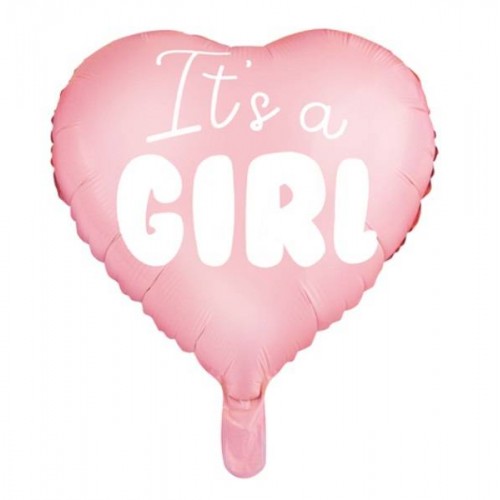 Globo corazón rosa "It's a girl" (1 ud)
