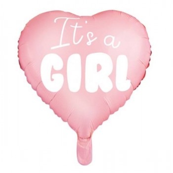 Balão Coração Rosa "It's a girl" (1 ud)