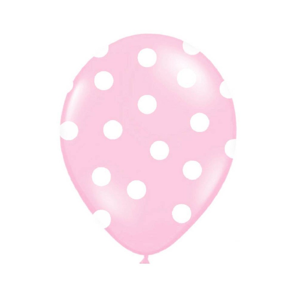Balões rosa bolinhas brancas (10 uds)