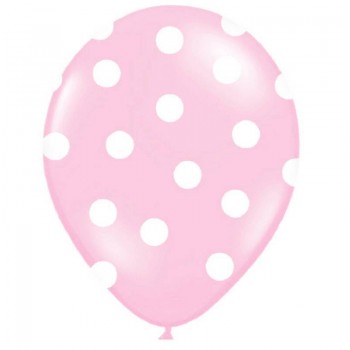 Balões rosa bolinhas brancas (10 uds)