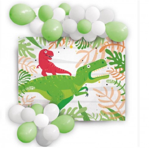  Decoraciones de dinosaurio de tercer cumpleaños para niño,  decoración de fiesta de dinosaurio Three Rex Happy Birthday Banner para  cupcakes, guirnalda de globos de confeti de papel de aluminio, verde 