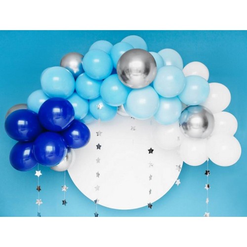 Arco de balões azul e prateado 2m