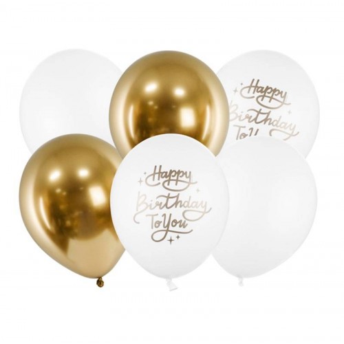 Kit globos "happy birthday to you" oro (6 uds)