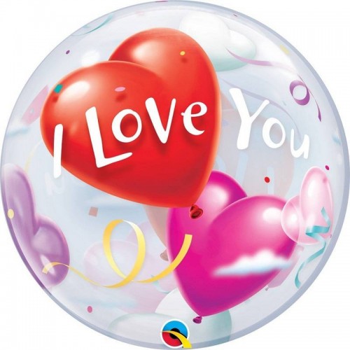 Balão transparente Corações "I Love You" (1 ud)