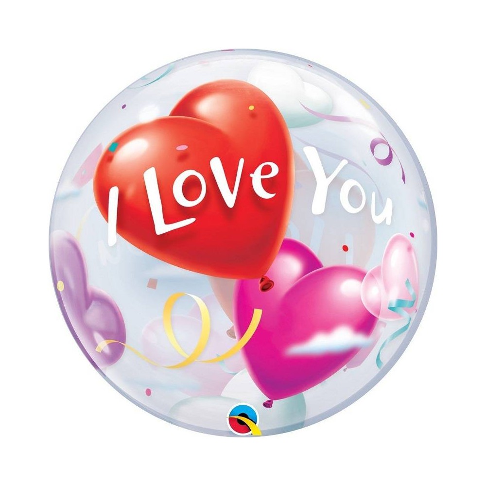Balão transparente Corações "I Love You" (1 ud)